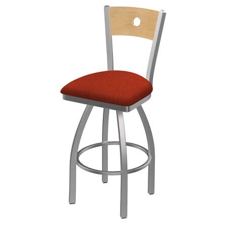 Holland Bar Stool Co 30" Swivel Counter Stool, Pewter Finish, Nat Back, Graph Poppy Seat 83030SSNatMplB021